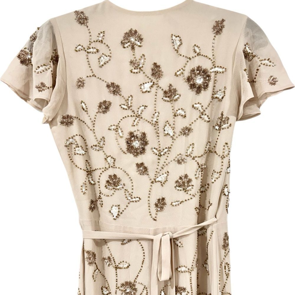 BHLDN Anthropologie Plymouth Wrap Beaded Dress Size 0 - Picture 6 of 10